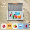 A portable cooler filled with ice and drinks, placed on a sandy beach. Náhled obrázku produktu