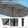 Close-up view of a double patio umbrella, with inset images highlighting specific features. Náhled obrázku produktu