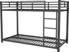 A black metal bunk bed frame with a ladder, shown against a white background. Podgląd zdjęcia produktu