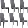 Six gray dining chairs arranged in two rows of three against a white background. Produktbild-Vorschau