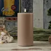 LED Stumpenkerze MIA - Echtwachs - realistische 3D Flamme - H: 20cm - D: 10cm - altrosa Produktbild-Vorschau