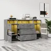 A modern gray sideboard with LED lighting and open drawers and doors, displayed in a room setting with a rug and a plant. Anteprima dell’immagine prodotto