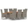 vidaXL 9-tlg. Garten-Essgruppe mit Kissen Grau Poly Rattan Produktbild-Vorschau 3