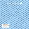 Close-up of light blue yarn with a diagonal fold and some text and logos. Produktbild-Vorschau