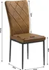 A single brown chair with dimensions indicated by arrows and text. Produktbild-Vorschau