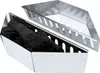 Two stainless steel charcoal baskets for a grill, one filled with charcoal. Produktbild-Vorschau