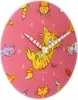 A pink wall clock with cartoon cats and numbers. Náhled obrázku produktu
