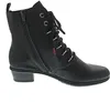 A side view of a black leather boot. Voir les images du produit