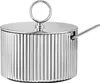 A silver sugar bowl with a lid and spoon, set against a white background. Anteprima dell’immagine prodotto
