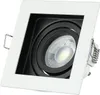 A square white recessed LED spotlight with a black interior and a visible light bulb. Produktbild-Vorschau
