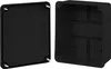 A black electrical junction box and its lid are shown separately against a white background. Produktbild-Vorschau