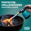 A hand holding a gas torch igniting charcoal in a grill. Produktbild-Vorschau