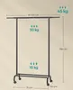 A black garment rack on wheels with dimensions and weight capacity indicated. Produktbild-Vorschau
