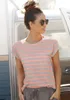 VIVANCE Kurzarmshirt hellgrau-meliert-neonorange-gestreift Produktbild-Vorschau 3