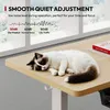 A cat sleeping on a desk next to a book, with marketing text about smooth quiet adjustment. Voir les images du produit
