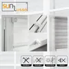 A collage of images showing details of a roller blind, including mounting hardware and different views of the fabric. Produktbild-Vorschau