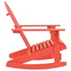 A side view of a red Adirondack rocking chair against a white background. Podgląd zdjęcia produktu
