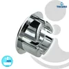 A chrome-plated overflow cover for a sink or bathtub. Produktbild-Vorschau
