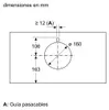 Diagram showing dimensions for a circular cutout and a cable grommet. Produktbild-Vorschau