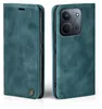 A teal flip-style phone case is shown from two angles, one closed and one open to reveal a phone inside. Produktbild-Vorschau