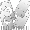 A set of four metal hinge repair plates and a row of screws are arranged on a white background. Náhľad obrázku produktu
