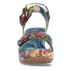 Laura Vita Damen Sandalette Leder Blüte Blockabsatz Produktbild-Vorschau 5