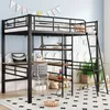 A child's loft bed with a desk and shelves, set up in a bedroom. Náhľad obrázku produktu