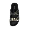 A top-down view of a black Guess sandal with gold chain detailing. Podgląd zdjęcia produktu