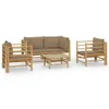 5-tlg. Garten-Lounge-Set mit Kissen Taupe Bambus Produktbild-Vorschau 1