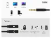 Diagram showing male and female connectors for audio cables, along with various compatible devices and audio accessories. Anteprima dell’immagine prodotto
