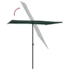 A dark green umbrella with a black pole, shown against a white background. An arrow indicates the umbrella can be tilted. Náhled obrázku produktu