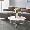 Design Couchtisch MDF Holz weiß matt Gestell Metall ø 80 Produktbild-Vorschau 2