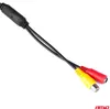 A close-up of a black cable with red and yellow RCA connectors. Anteprima dell’immagine prodotto