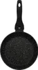 A black frying pan with a speckled interior and a black handle is shown against a white background. Produktbild-Vorschau