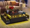 OKWISH Table Basse - Carrée avec 2 Tiroirs et Vitrine Voir les images du produit 1