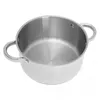 A stainless steel pot with handles and measurement markings inside. Produktbild-Vorschau