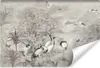 Muralo Vlies Fototapete KRANICHE Vögel Bäume Natur Vintage Produktbild-Vorschau 1