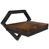 A floating shelf with a wooden top and black metal frame. Produktbild-Vorschau