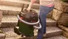 A person is carrying a Bosch wet/dry vacuum cleaner up a set of stone stairs. Voir les images du produit