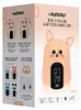 The image shows the packaging of a cat-shaped alarm clock and night light. The packaging includes illustrations and text describing the product's features and functions. Produktbild-Vorschau