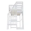 A white bunk bed with stairs and a slide, shown from a low angle against a white background. Náhľad obrázku produktu