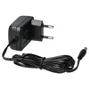A black power adapter with a European plug and a coiled cable ending in a barrel connector, isolated on a white background. Produktbild-Vorschau