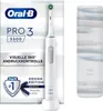 A white Oral-B electric toothbrush and its travel case are displayed next to its packaging. Produktbild-Vorschau