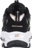 The back view of a black Skechers sneaker with rose gold and glitter accents. Voir les images du produit