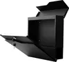 A black metal mailbox with its front and top doors open, against a white background. Anteprima dell’immagine prodotto