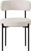 A white upholstered chair with black metal legs is shown against a white background. Produktbild-Vorschau