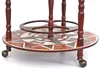 A close-up view of the base of a globe bar cart, showing the decorative map design on the lower shelf and the caster wheels. Anteprima dell’immagine prodotto