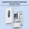 An exploded view of a white dehumidifier/air purifier, highlighting its internal components like a fan and turbine blades, with marketing text above. Produktbild-Vorschau