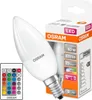 A white LED candle light bulb with a remote control and its packaging. Náhled obrázku produktu