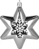 A silver star-shaped Christmas ornament with a snowflake design. Produktbild-Vorschau